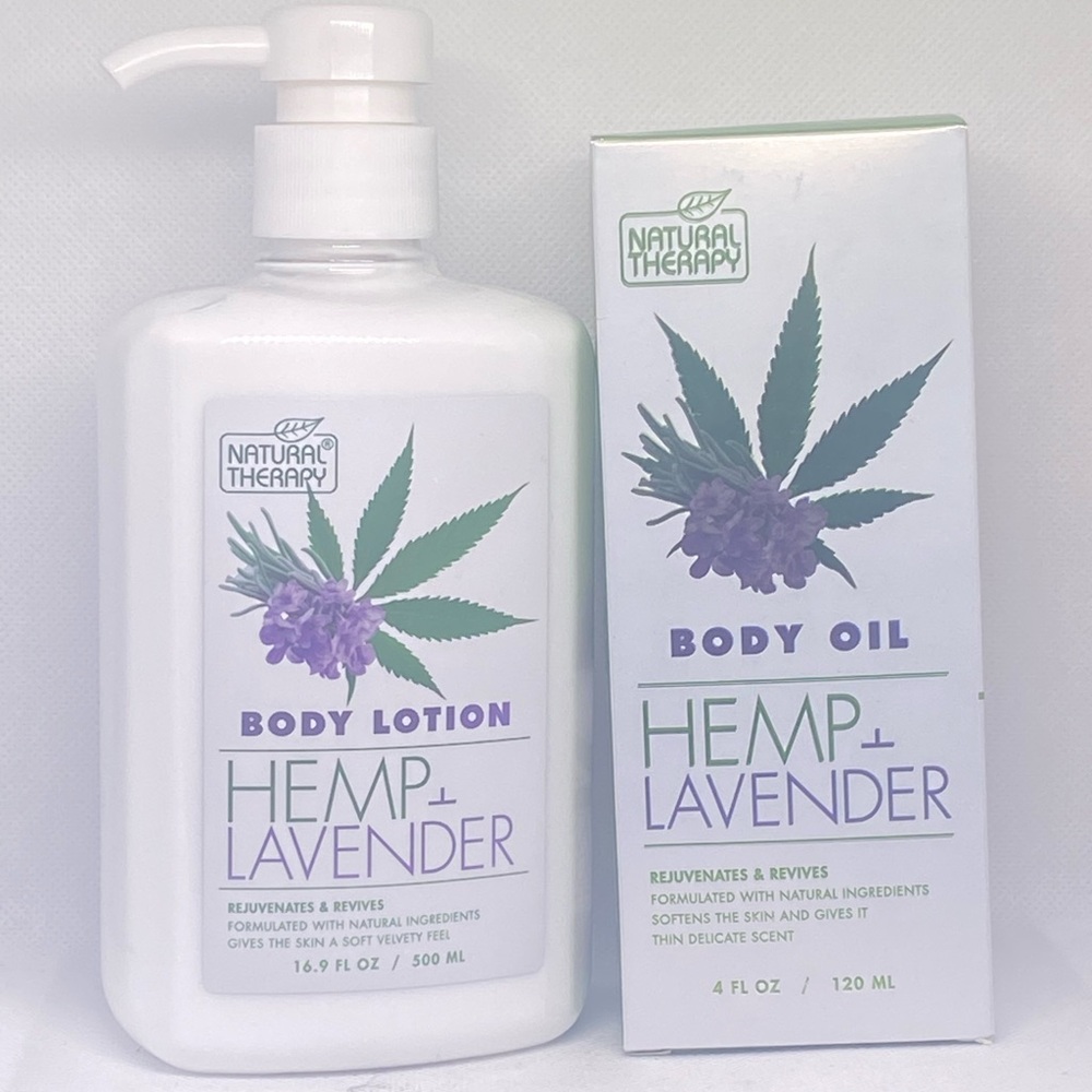 Natural Therapy HEMP & LAVENDER Body Oil 4 fl. oz. and Body Lotion 16.9 fl. oz.